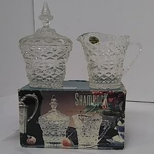 SHAMROCK Sugar & Creamer 24% Lead Crystal Tea Coffee Servers Vtge